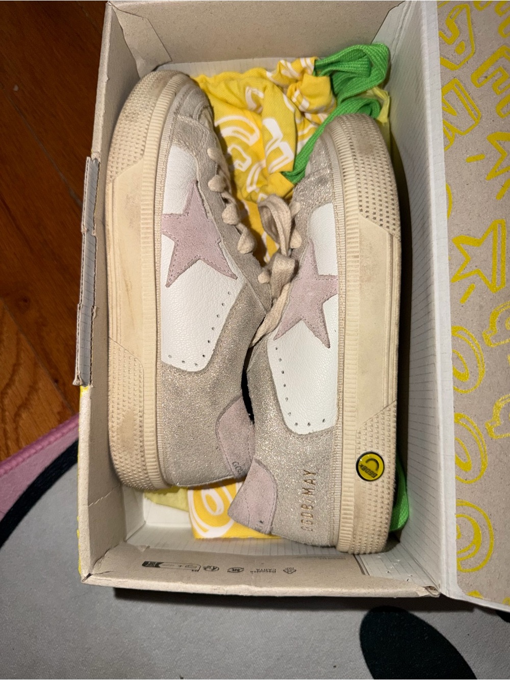 Golden Goose Kids Beige, White & Pink Star Sneakers